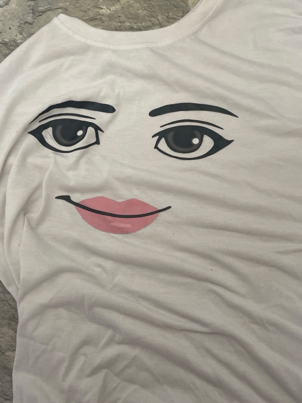 Women Makeup Graphic Tee with Pink Lip Print